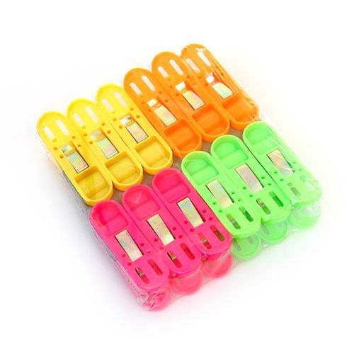 1368 Cloth Drying Non-Slip Light Plastic Clips  (Multicolour) (Pack of 12) DeoDap