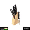 102 Kitchen Knife Set with Wooden Block and Scissors (5 pcs, Black) BUDGET HUB