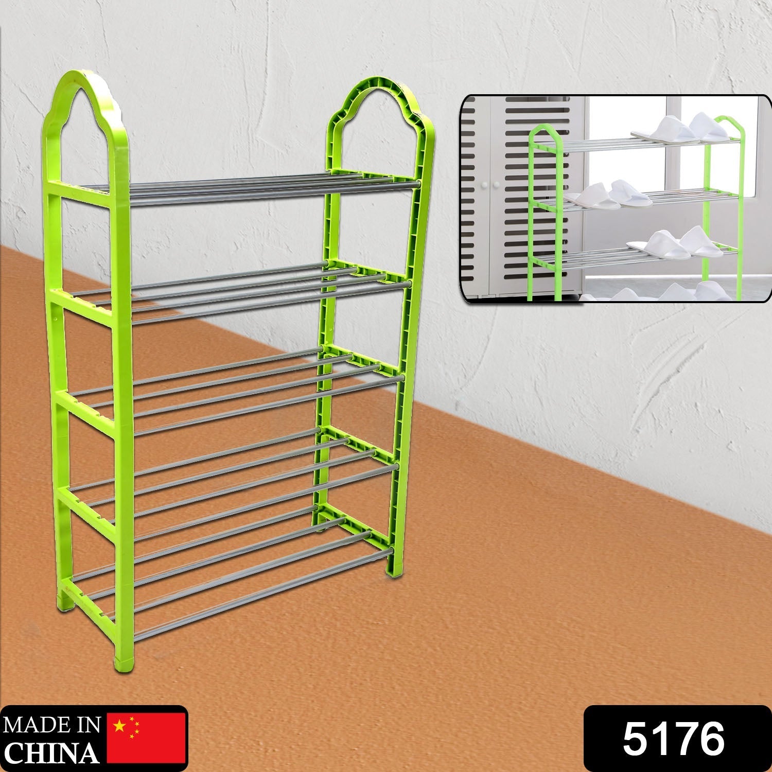 5176 5Tiers Steel  Shoe Rack Adjustable Shoe Shelf Storage Organizer For Home Use DeoDap