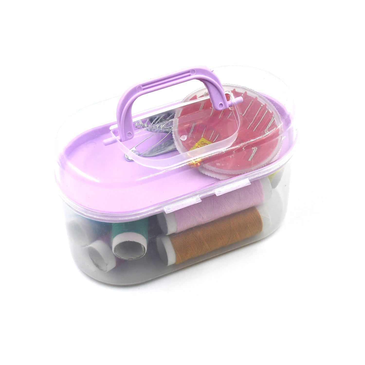 6573 Double Layer Small & Portable Travel Sewing Kits Box with Color Needle Threads Scissor pin Hand Work Sewing Box Handwork Sewing Accessories