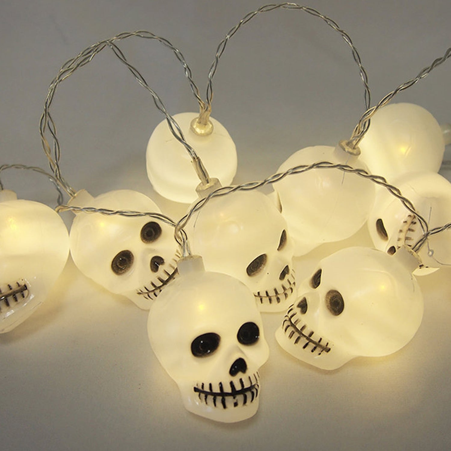 8420 Halloween Decoration Outdoor Indoor Skeleton Head 16 Skulls String Light Set Blow Mold, Decoration Lights Fairy Lights Led Garlands Halloween Decor Garland Decor Wreath Pumpkin