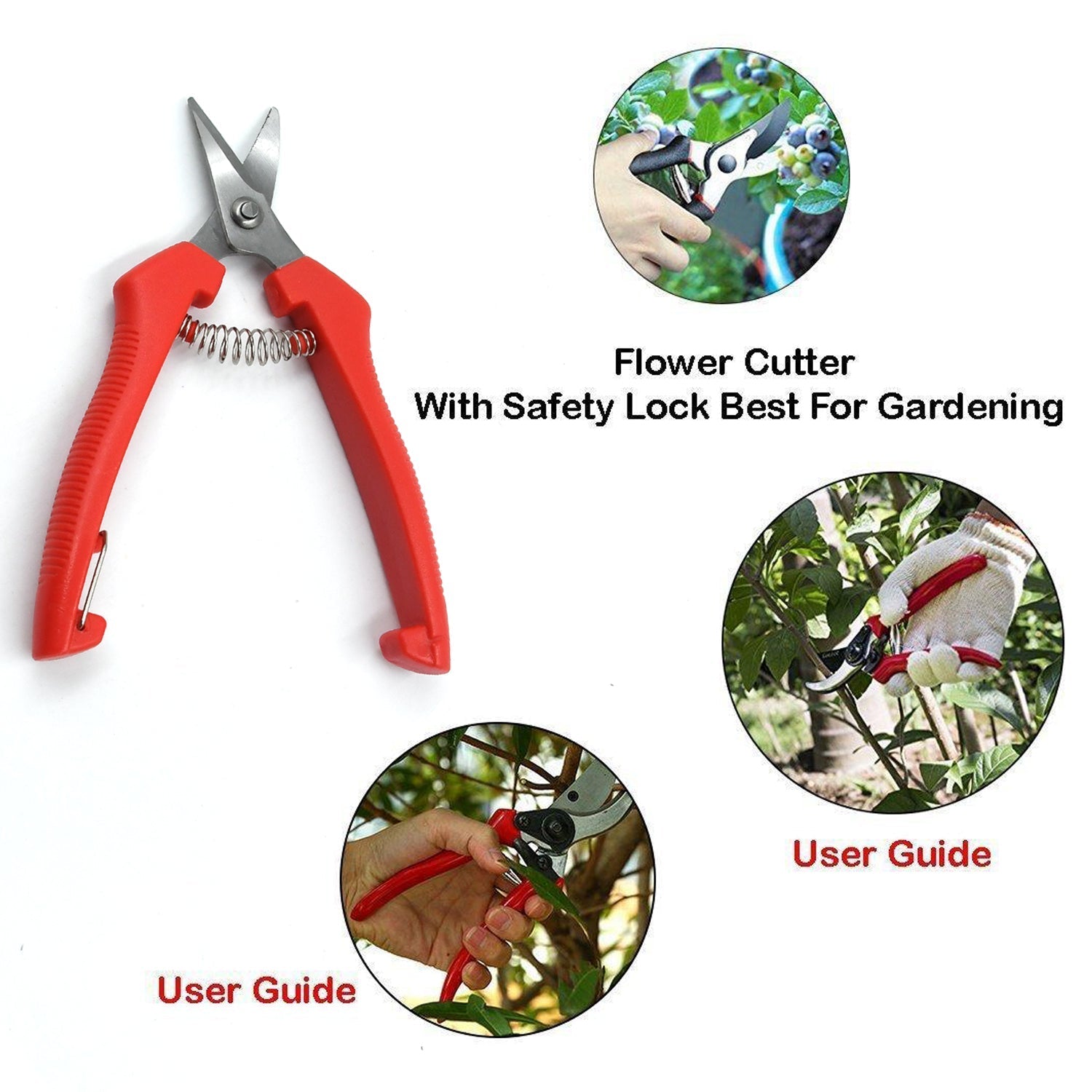 9135 Heavy Duty Stainless Steel Cutter, Non‑slip Trimming Scissors Durable Not Easy To Wear for Gardening Pruning Of Fruit Trees Flowers and Plants (With Plastic Packing)