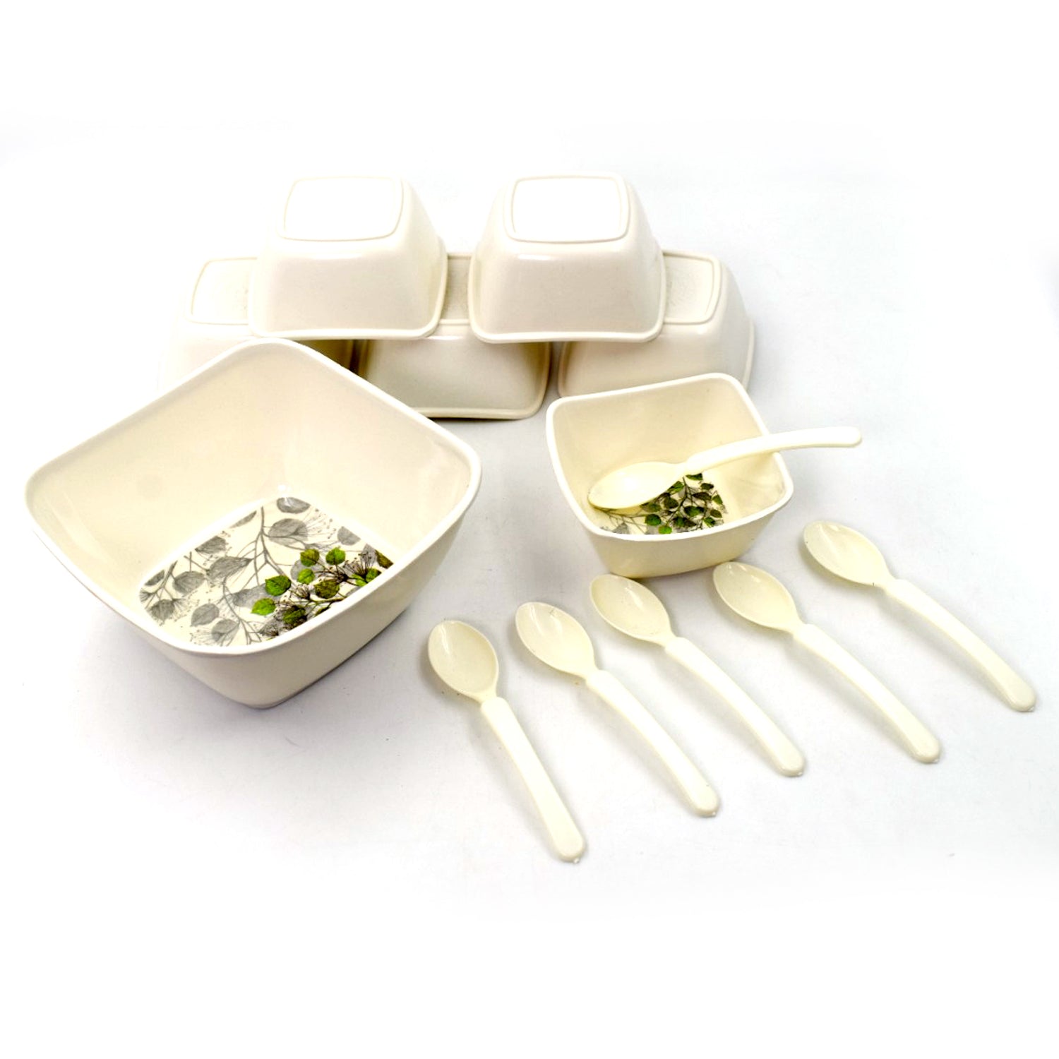 2735 13 Pc Pudding Set used as a cutlery set for serving food purposes and sweet dishes and all in all kinds of household and official places etc. DeoDap
