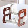 7666 Dish Drying Rack 2 Tier Attractive Design Rack For Kitchen Use DeoDap