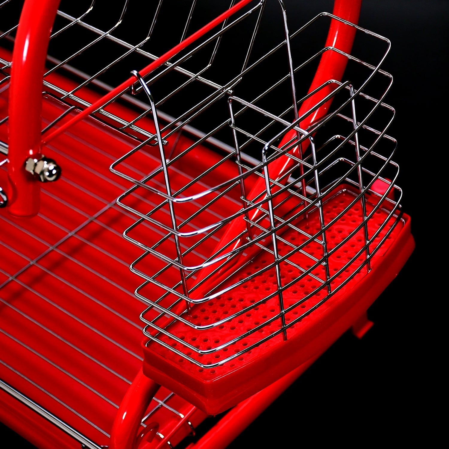 7664 Stainless Steel Rectangle Dish Drainer Rack / Basket with Drip Tray DeoDap