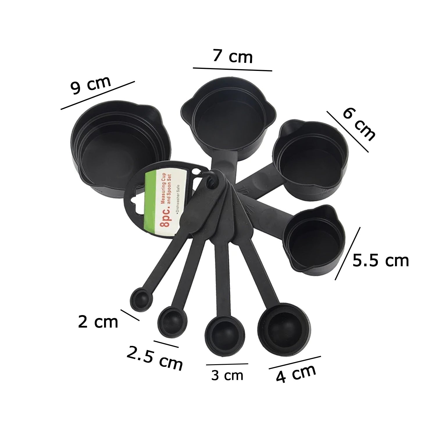 106 Plastic Measuring Cups and Spoons (8 Pcs, Black) BUDGET HUB