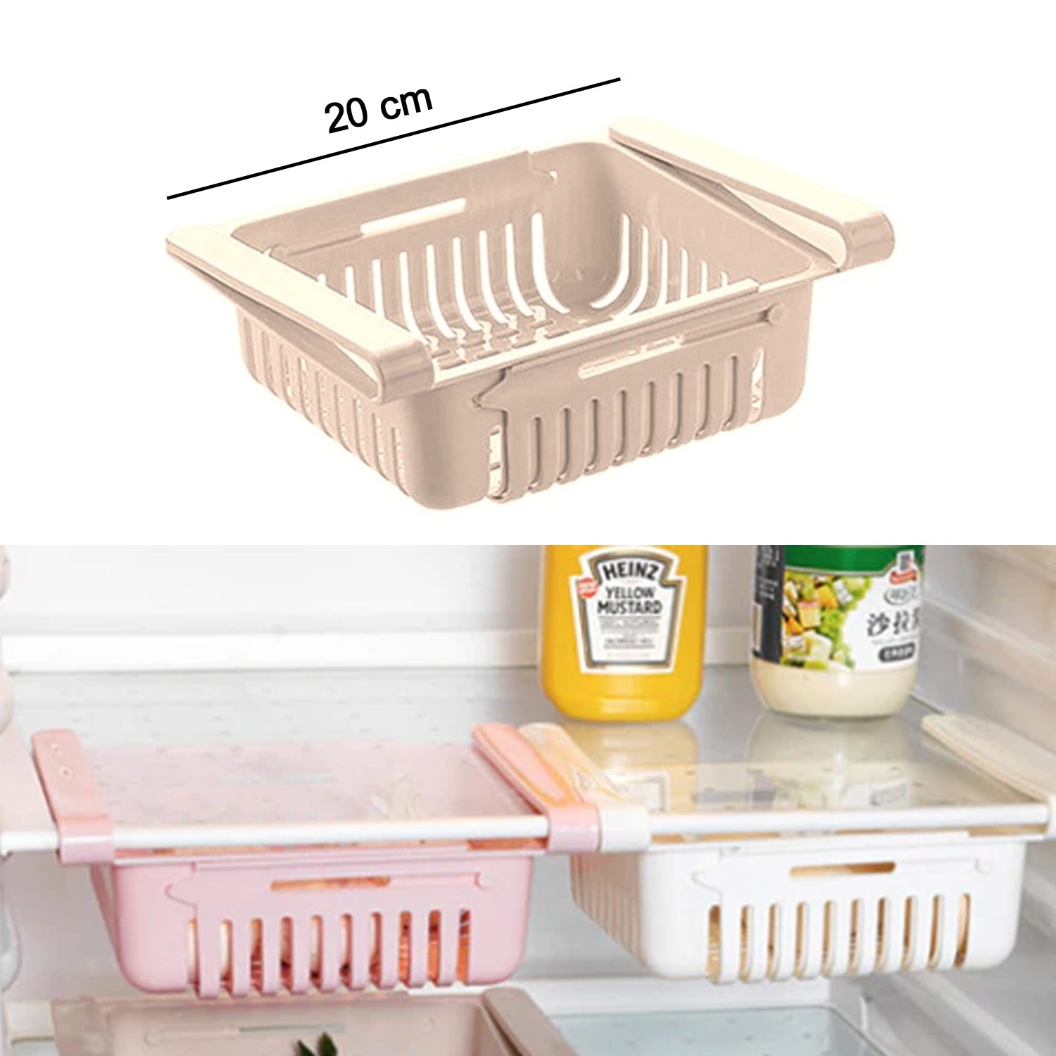 2336A  EXPANDABLE ADJUSTABLE MULTIPURPOSE FRIDGE STORAGE BASKET ( 2 pc ) DeoDap