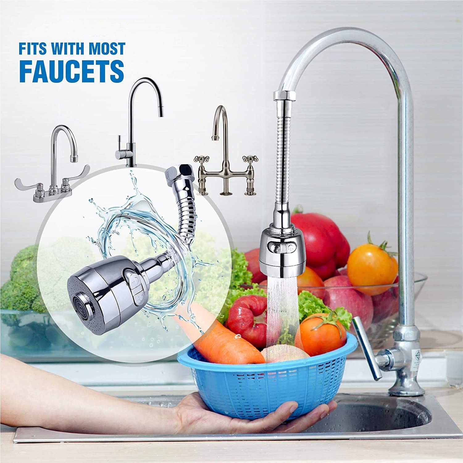 0596 Faucet Sprayer Attachment Jaywayne Kitchen Faucet Sprayer Movable Kitchen Faucet Head 360° Rotatable Anti -Splash Tap Booster Shower and Water Saving Faucet for Kitchen (1 Pc)