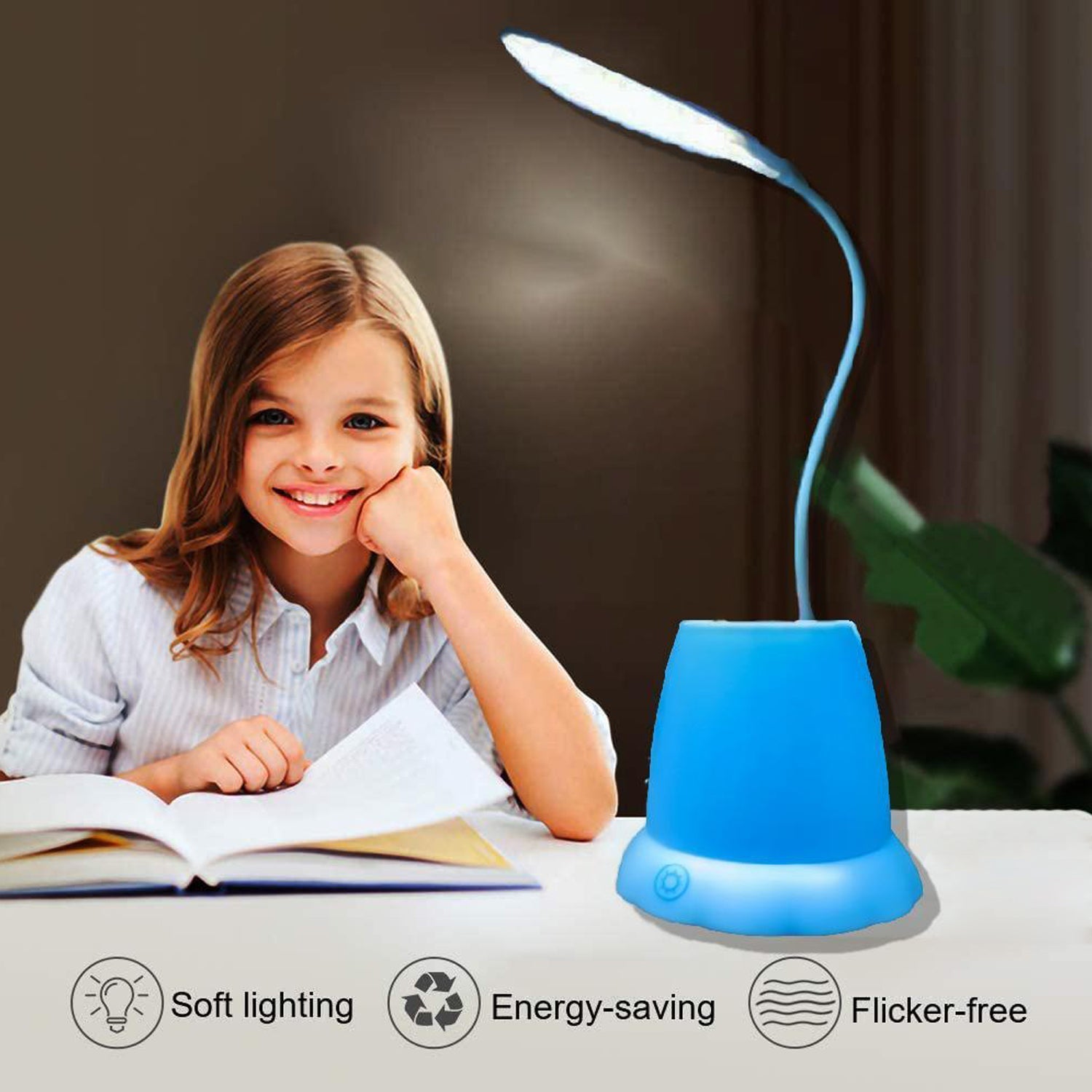 1256 Desk Lamp with Pen Holder Table Lamp with Pencil Stand for Home Office DeoDap