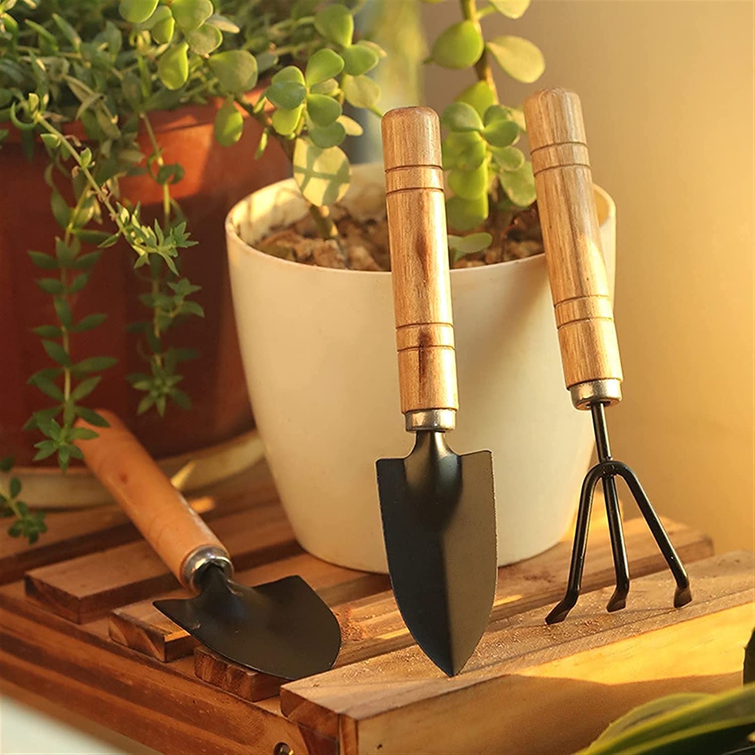 0541 Small sized Hand Cultivator, Small Trowel, Garden Fork (Set of 3)