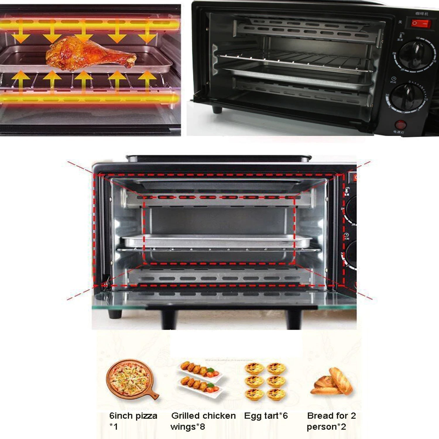 2788 3 in 1 Breakfast Maker Portable Toaster Oven, Grill Pan & Coffee Maker Full Breakfast Ready at One Go DeoDap