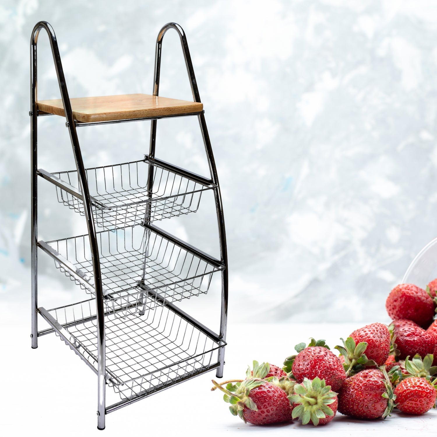 7669 Tkolley Steal High Quality Rack 3 Tier For Kitchen Use DeoDap