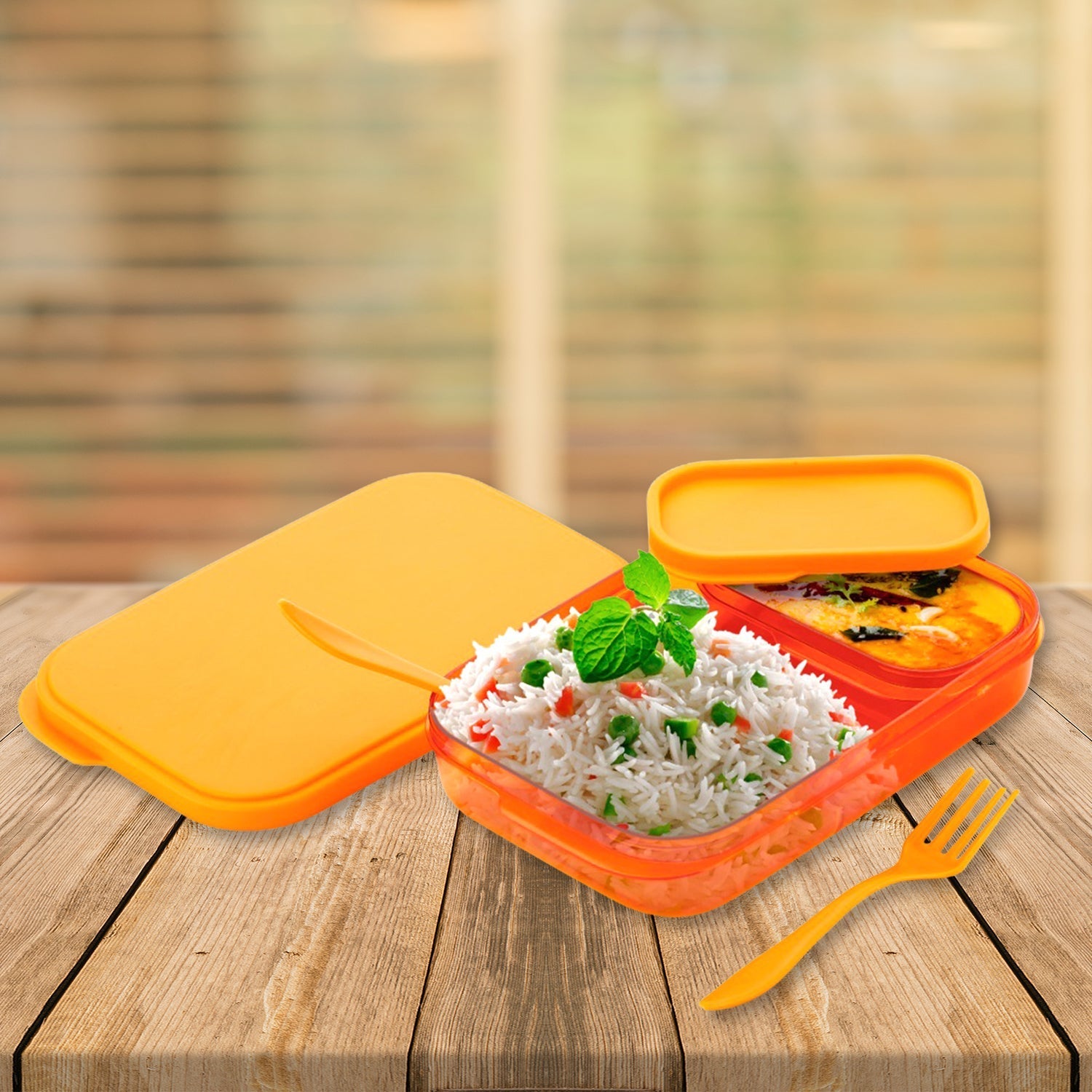 2044 Premium Lunch Box for kids for school and picnic. Containers with Spoon and fork. DeoDap