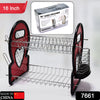 7661 Dish Drainer With Utensils & Glass Holder For Kitchen Use (16 inch) DeoDap