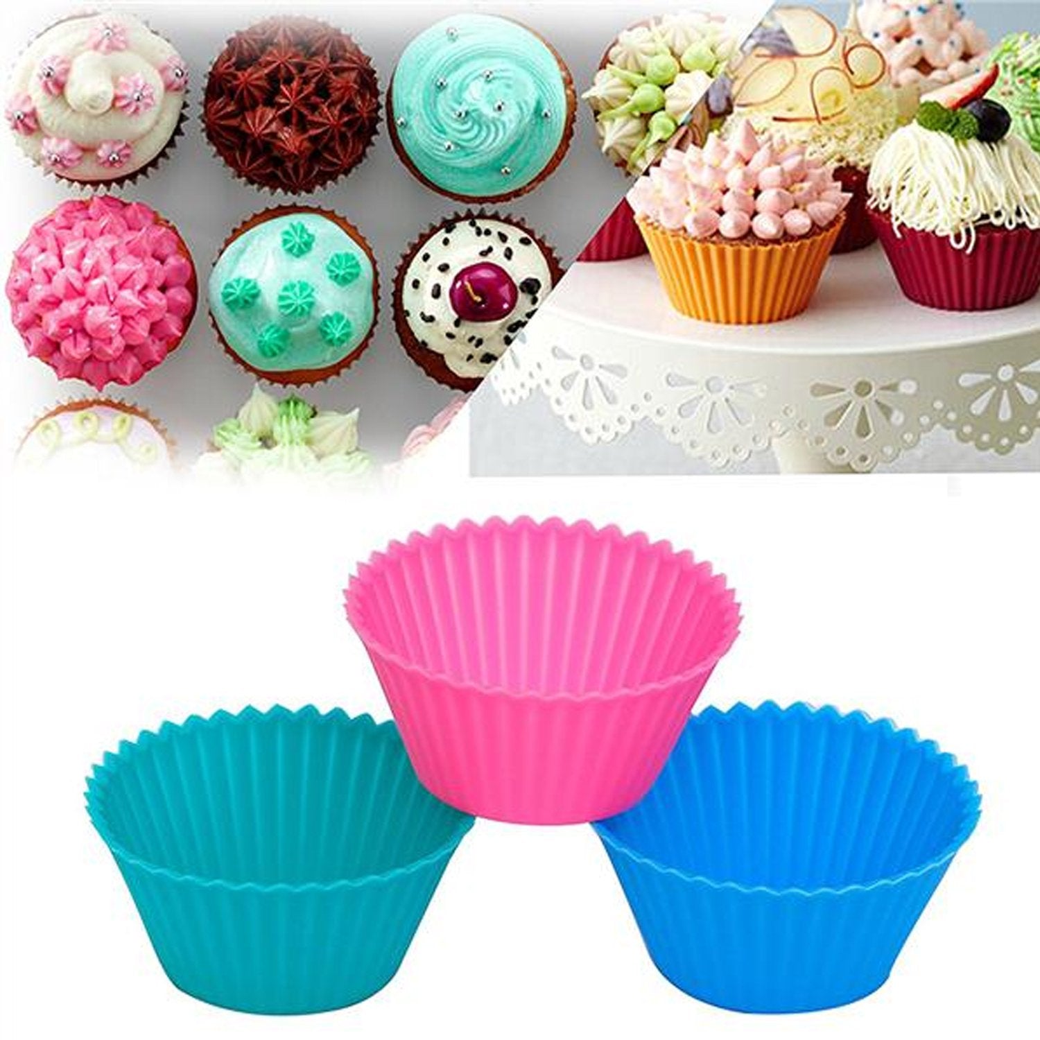 0700 Silicone cupcake Shaped Baking Mold Fondant Cake Tool Chocolate Candy Cookies Pastry Soap Moulds (6 pc)