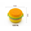 5313 Burger Shape Lunch Box Plastic Lunch Box Food Container Sets Double Layer Lunchbox 1000ml With 2 Spoon Applicable to Kids and Elementary School Students