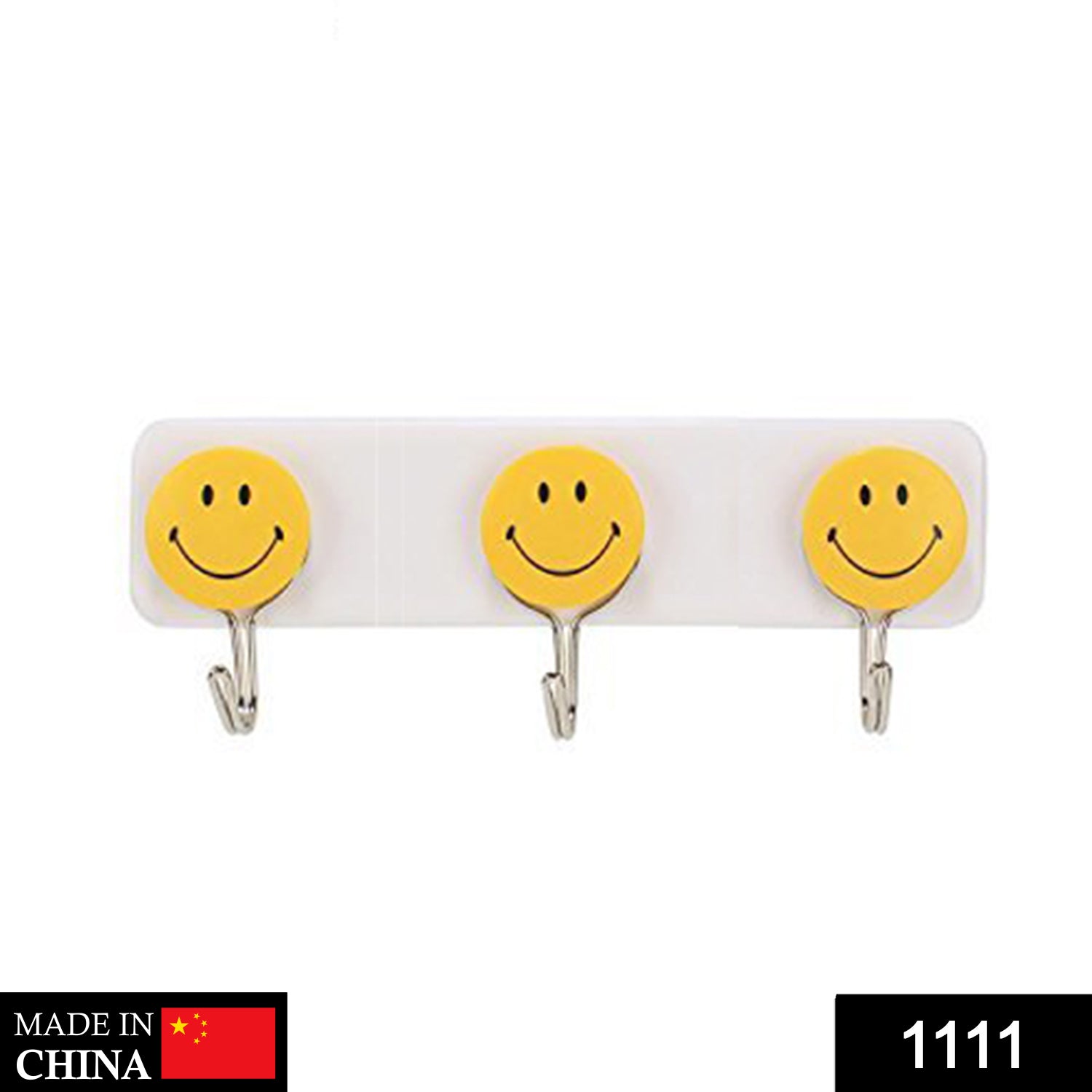 1111 Self Adhesive Smiley Face Wall Hooks (Pack of 3) DeoDap