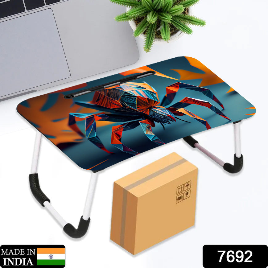 7692 Foldable Laptop Spiderman Printed Table for Adults , Portable Study Table for Kids, Work from Home Lapdesk with Tablet Holder and Cupholder Table