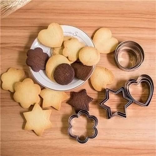 0813 Cookie Cutter Stainless Steel Cookie Cutter with Shape Heart Round Star and Flower (12 Pieces) DeoDap