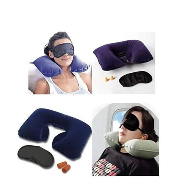 505 -3-in-1 Air Travel Kit with Pillow, Ear Buds & Eye Mask BUDGET HUB WITH BZ LOGO