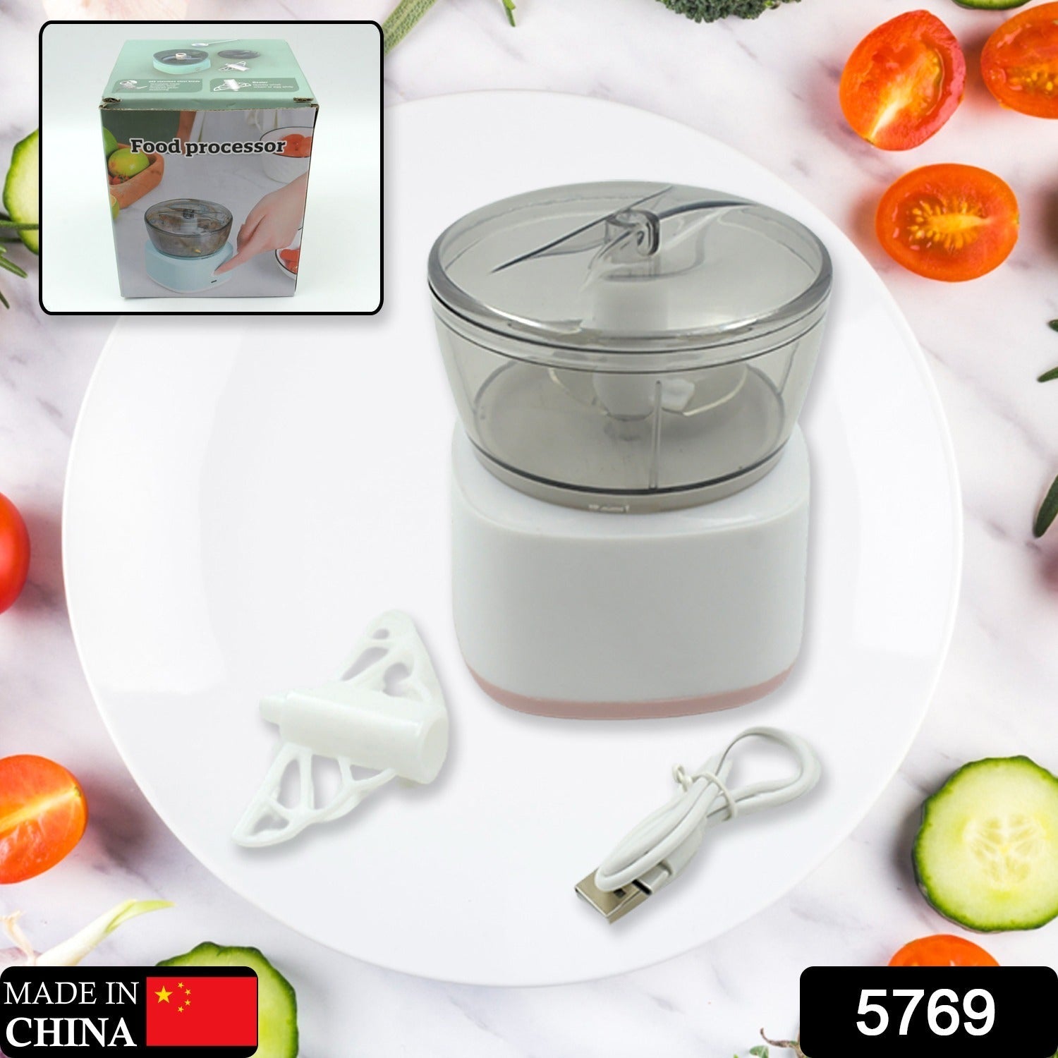 5769 Portable Mini Food Processor Chopper Electric Veggie Chopper 3 Blades With Charching Cable Type C, Vegetable Chopper, Garlic Chopper Food Grinder for Chopping Ginger, Pepper Chili, Onion, Fruit, Meat