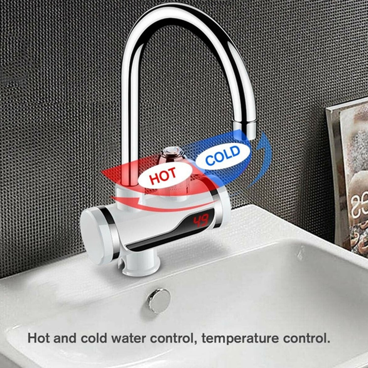 1684A Stainless Steel LED Digital Display Instant Heating Electric Water Heater Faucet Tap, Geyser DeoDap