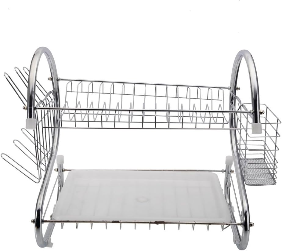 7793 STAINLESS STEEL RECTANGLE DISH DRAINER RACK / BASKET WITH DRIP TRAY