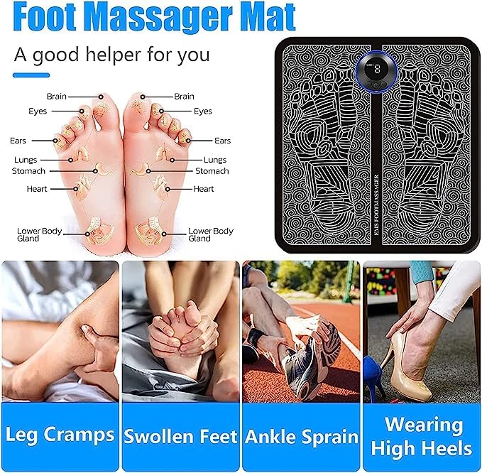 6931  EMS Foot Massager, Electric Feet Massager, Deep Kneading Circulation Foot Booster for Feet and Legs Muscle Stimulator, Folding Portable Electric Massage Machine