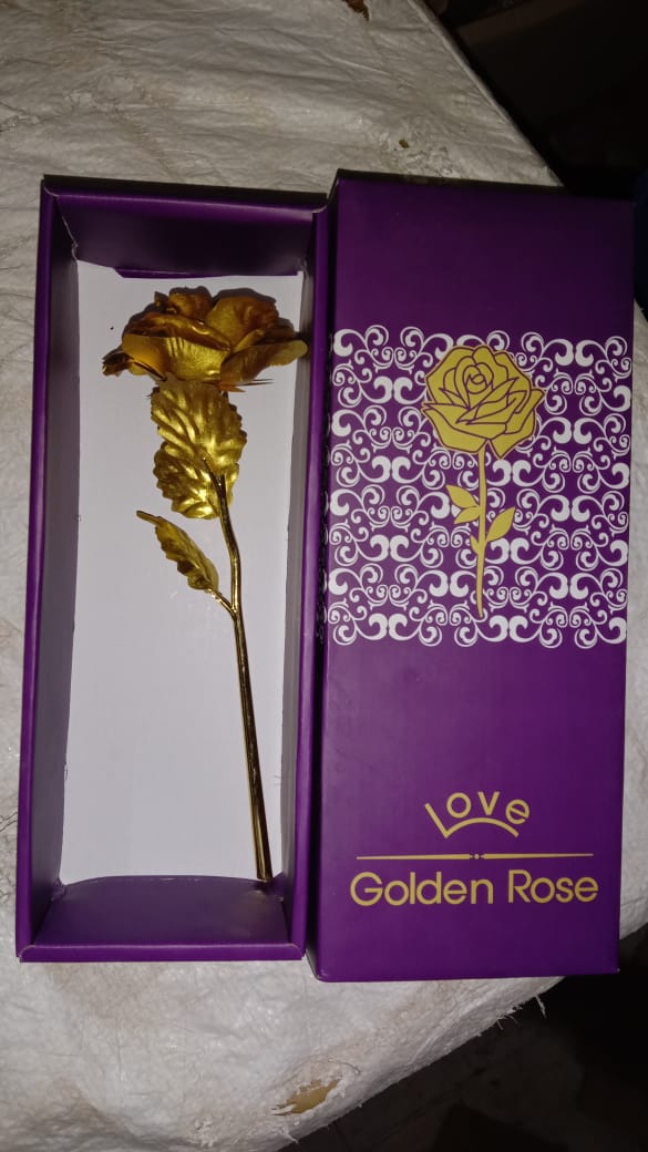 0606 Luxury Decorative Gold Plated Artificial Golden Rose with Premium Box DeoDap