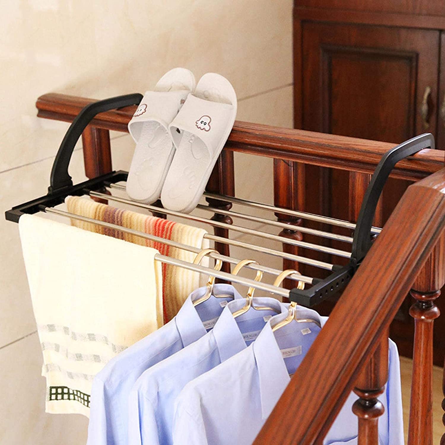 4649 Adjustable Folding Clothes Drying Racks Hanger Shelf DeoDap