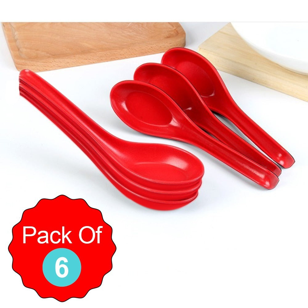 2393 Microwave Safe, Unbreakable, Colorful Soup/Dessert Spoons, Food Grade Set of 6 Pcs, DeoDap