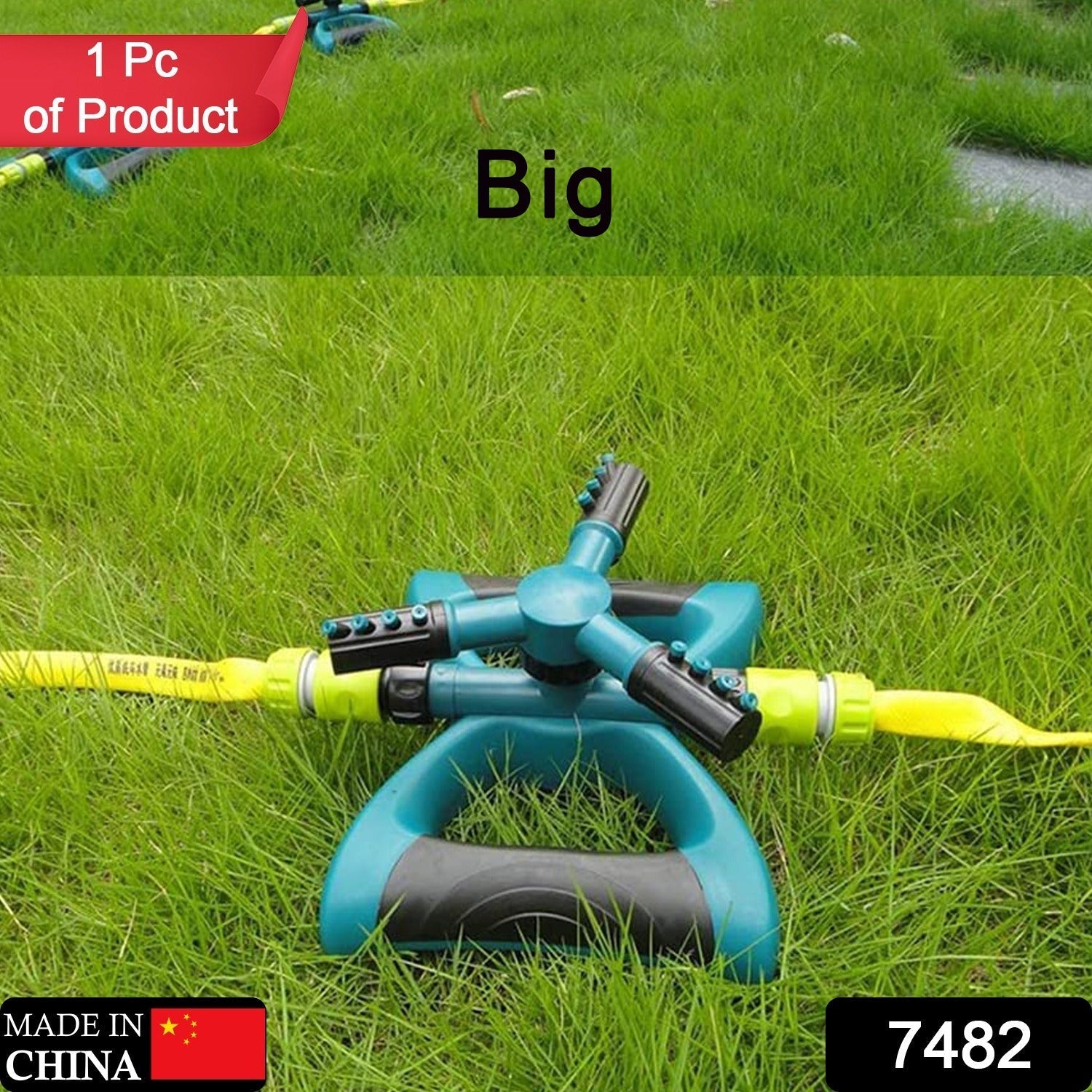 7482  360 Degree 3 Arm Sprinkler for Watering Garden and Lawn Irrigation Yard Water Sprayer DeoDap