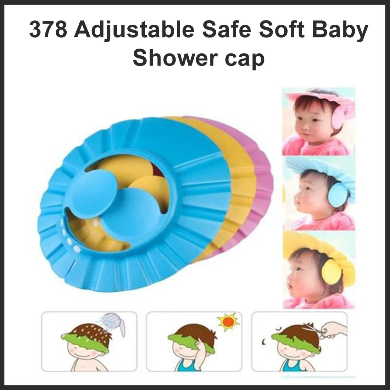 0378 Adjustable Safe Soft Baby Shower cap BUDGET HUB